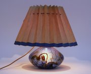 WMF Ikora Art Deco skleněná stolní lampa s originálním širmem