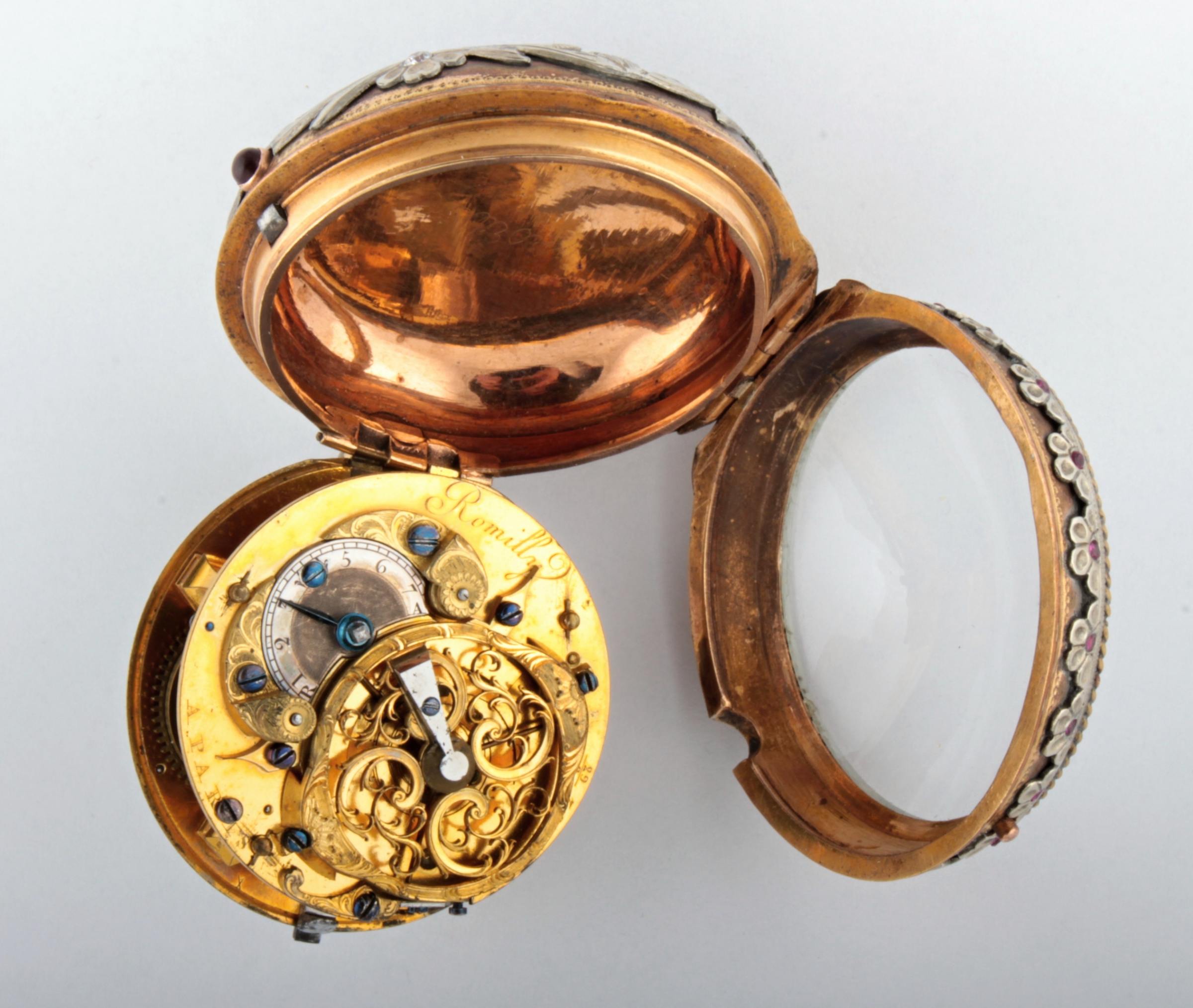 Bohatě zdobené kapesní hodinky - Romilly A Paris