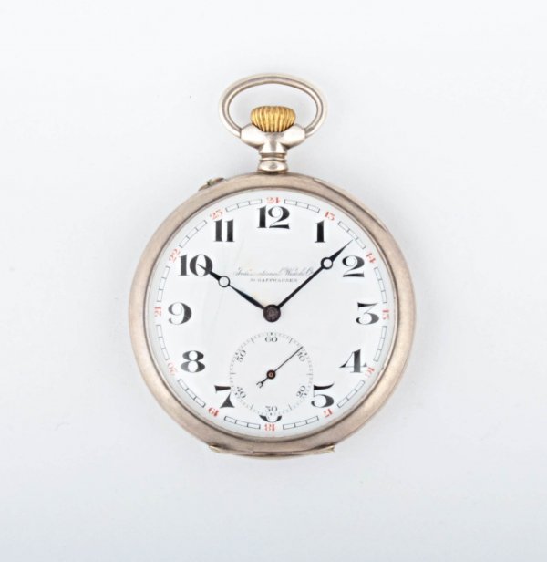 Stříbrné kapesní hodinky IWC- International Watch Co. Schaffhausen