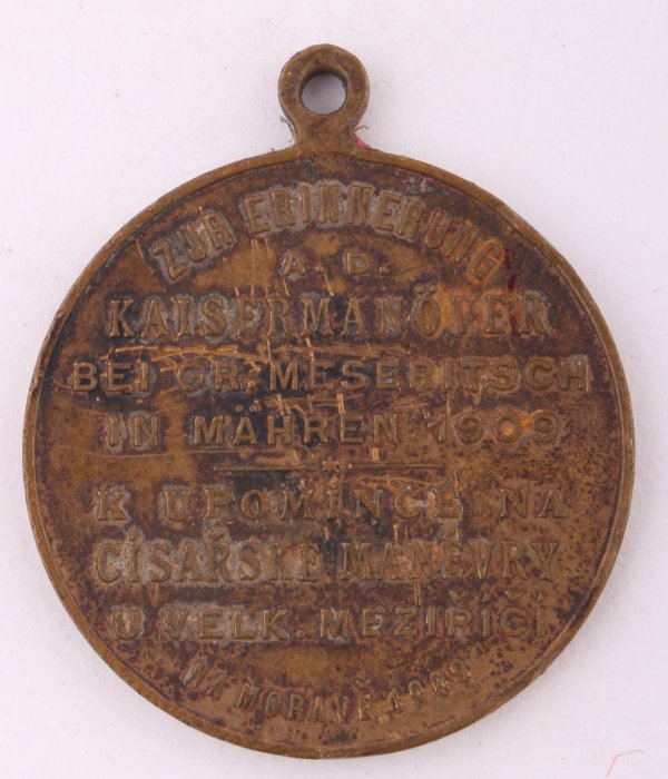 Medaile k upomínce na císařské manévry u Velkého Meziříčí 1909