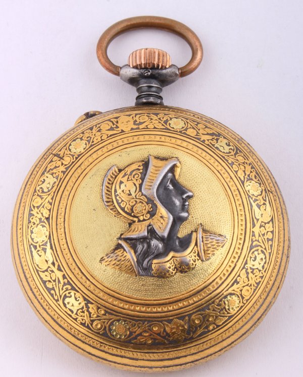 Pánské zlacené,plasticky zdobené kapesní hodinky Longines