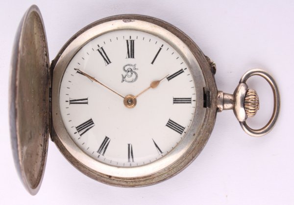 Stříbrné pánské trojplášťové kapesní hodinky  - SOKOL
