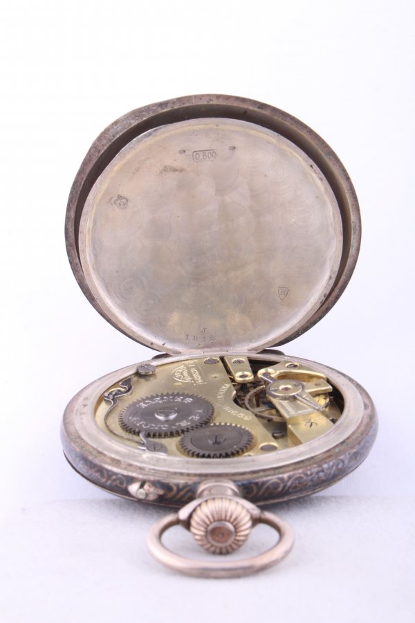Stříbrné pánské trojplášťové kapesní hodinky 