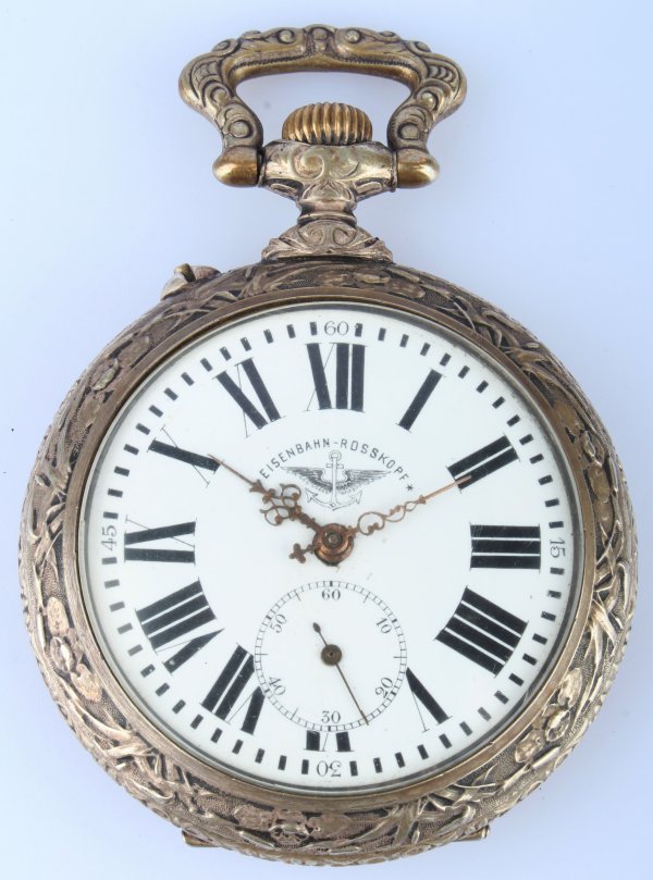 Kapesní pánské hodinky Rosskopf plasticky zdobené - horníci, obecný kov