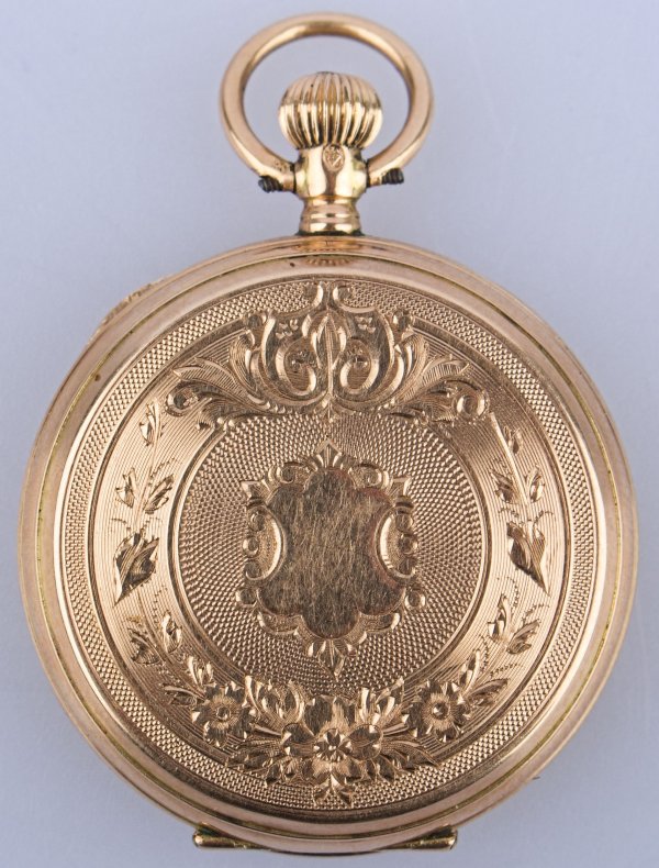 Zlaté dámské kapesní tříplášťové hodinky - Remontoir patent