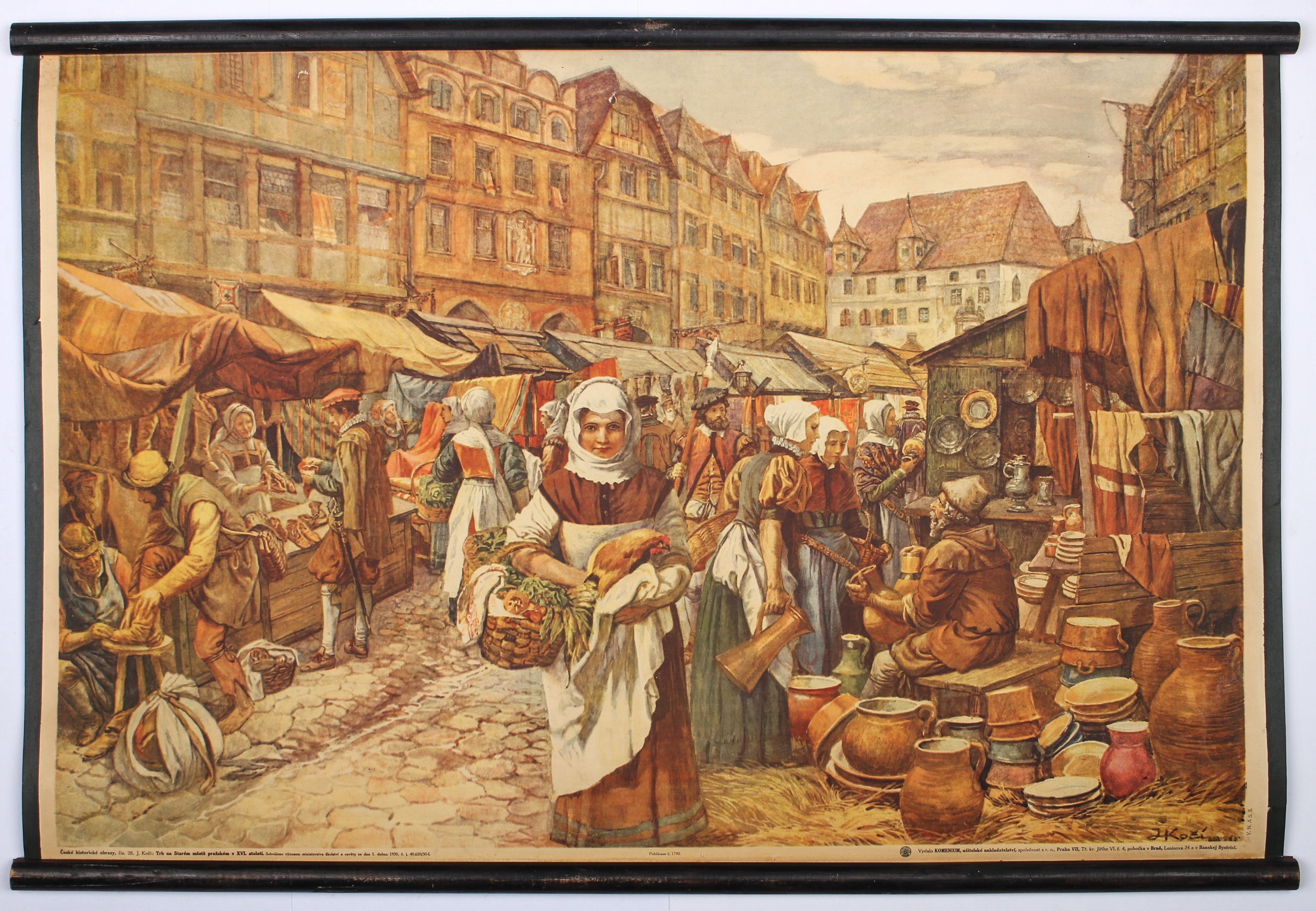 Školní plakát  - Trh na starém městě pražském v XVI. století