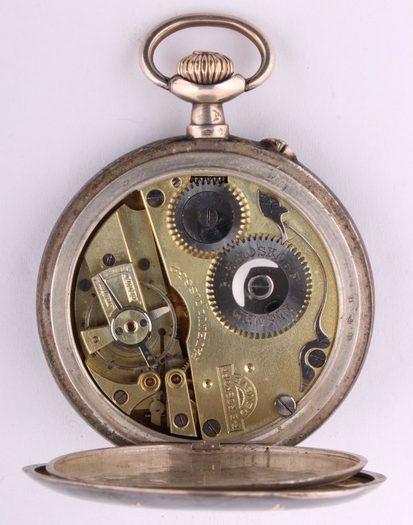 Stříbrné pánské trojplášťové kapesní hodinky 
