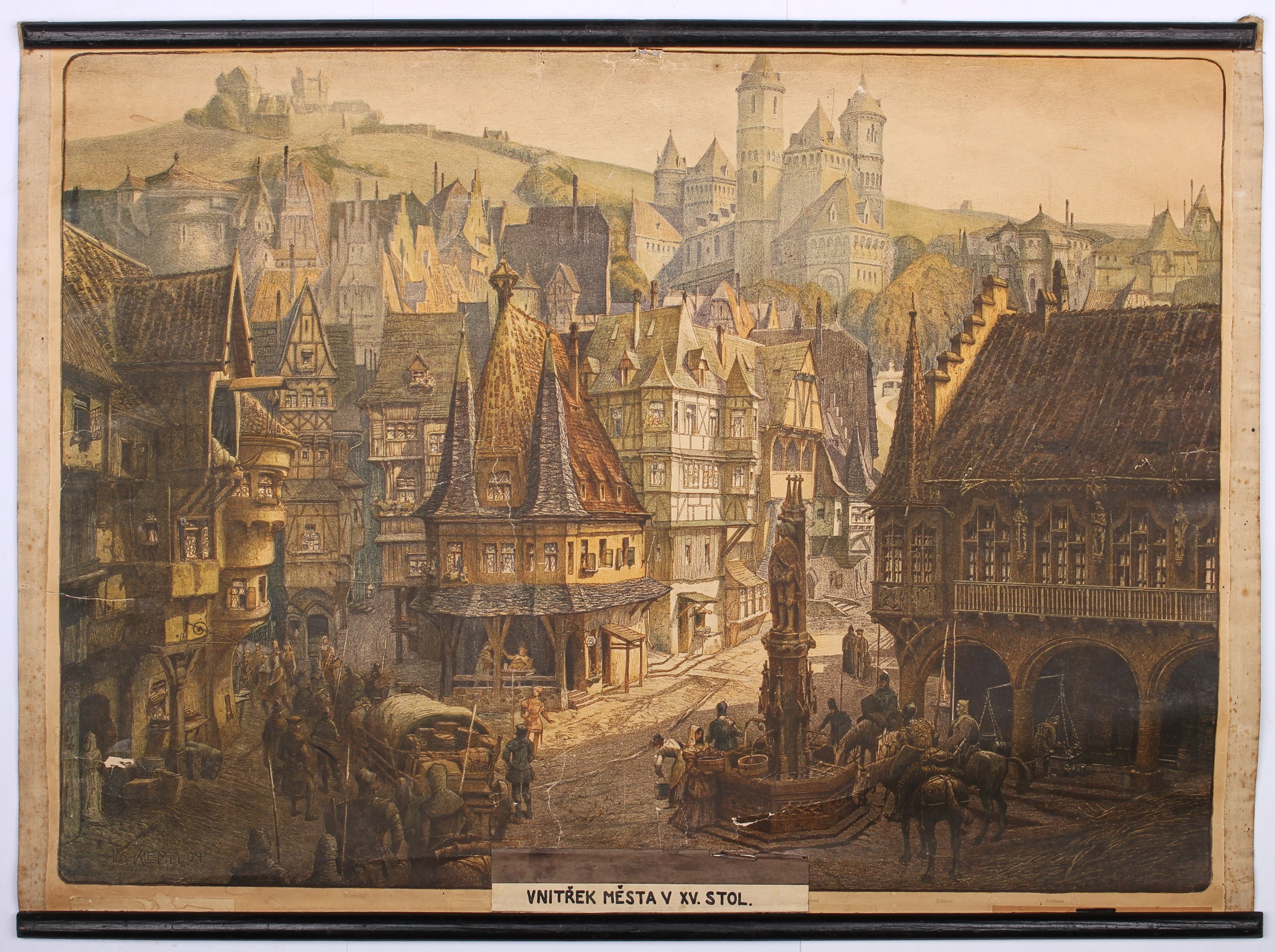 Školní plakát  - Vnitřek města v XV. století