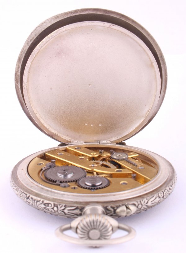 Plasticky zdobené pánské dvouplášťové kapesní hodinky se šatlénem - SOKOL