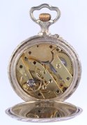 Kapesní hodinky plasticky zdobené - cyklisti, obecný kov, Ernest Magnin Besançon