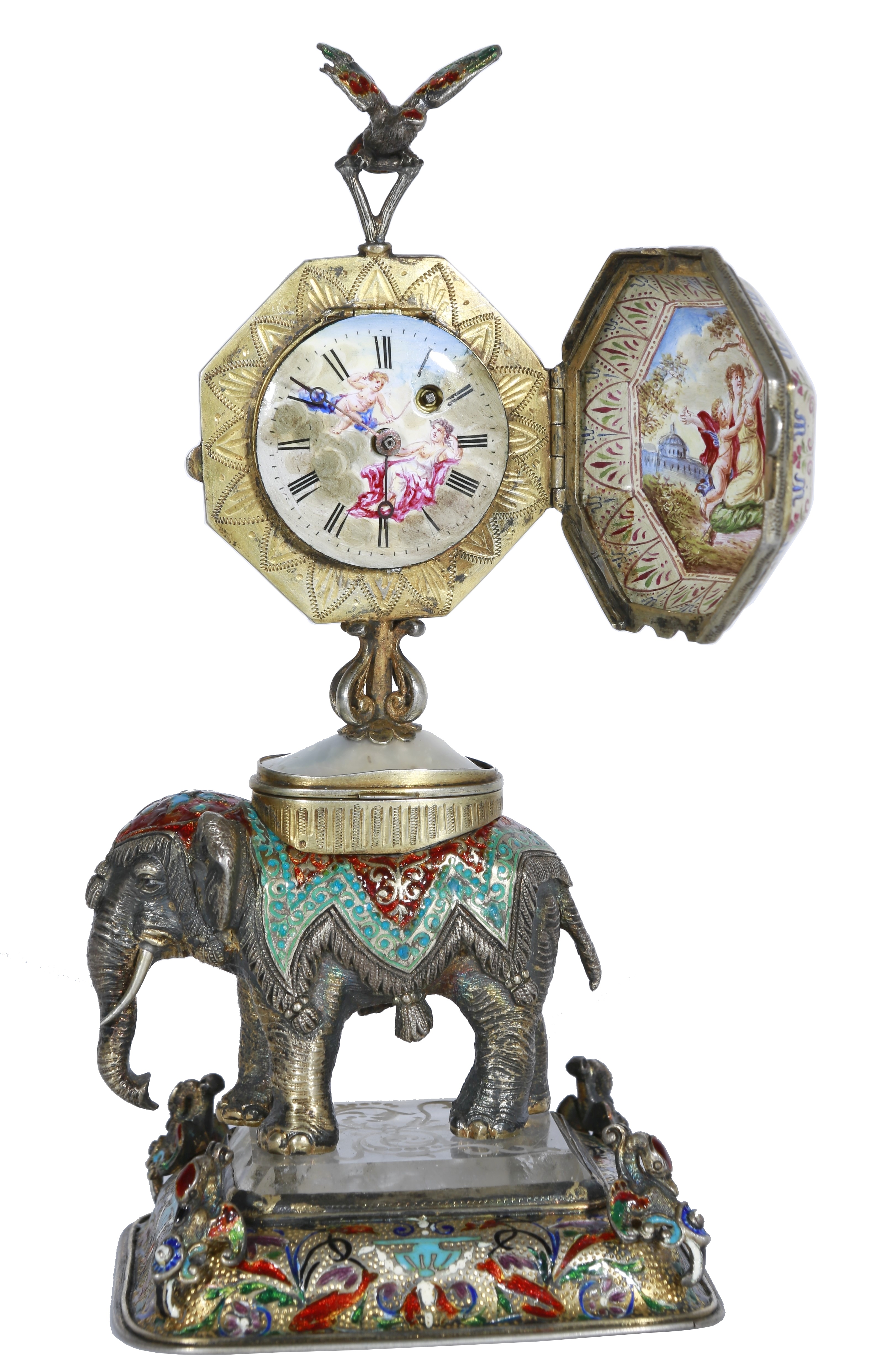 Vídeňské smaltové miniaturní stolní hodinky