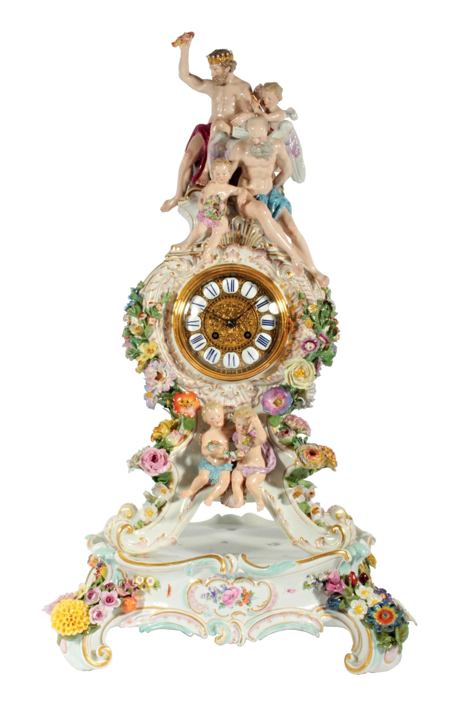 Velké porcelánové hodiny Meissen