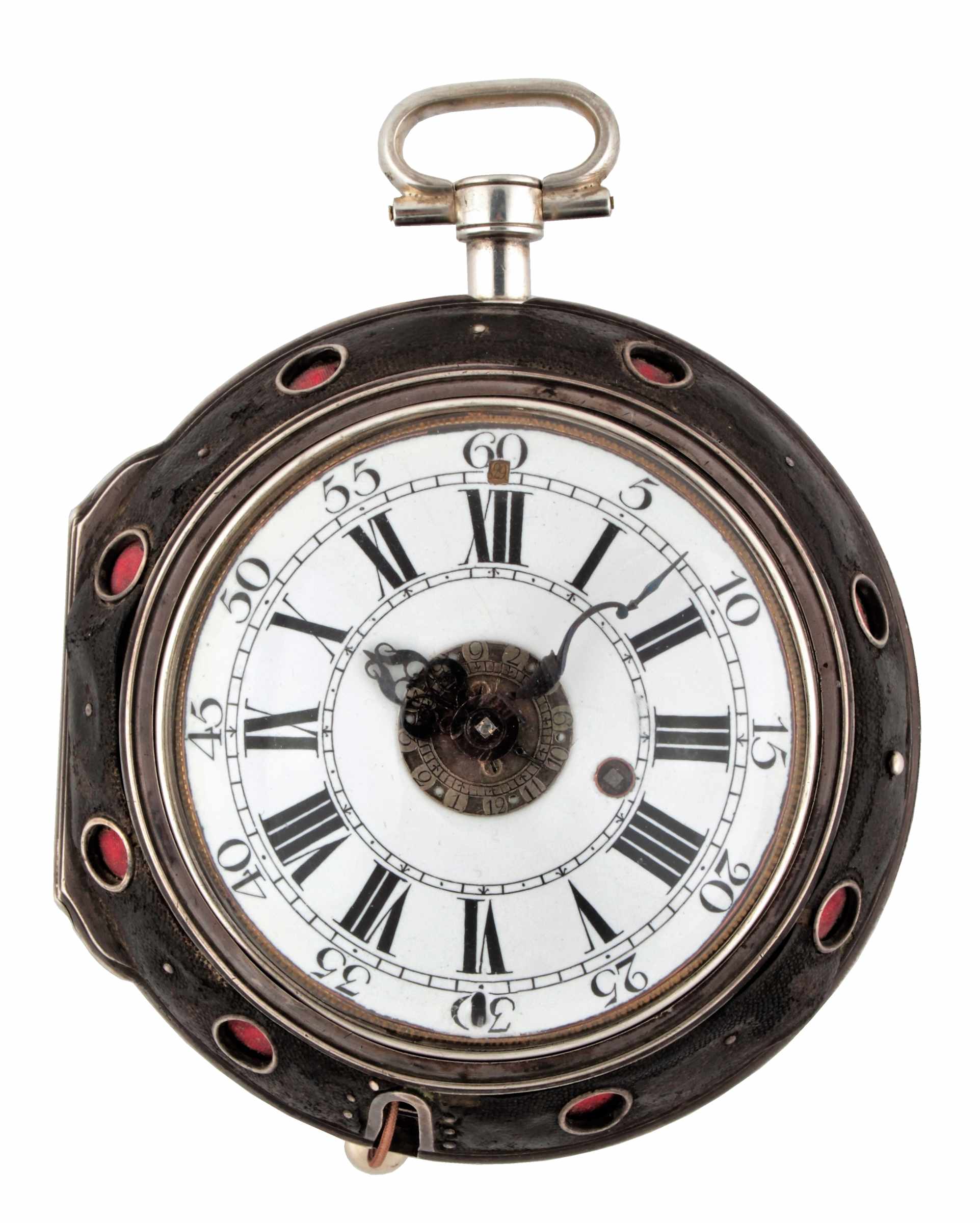 A large silver coach watch / coach clock labeled Jos. Mirroir Paris |  Watches | Antiques - Gallery USTAR