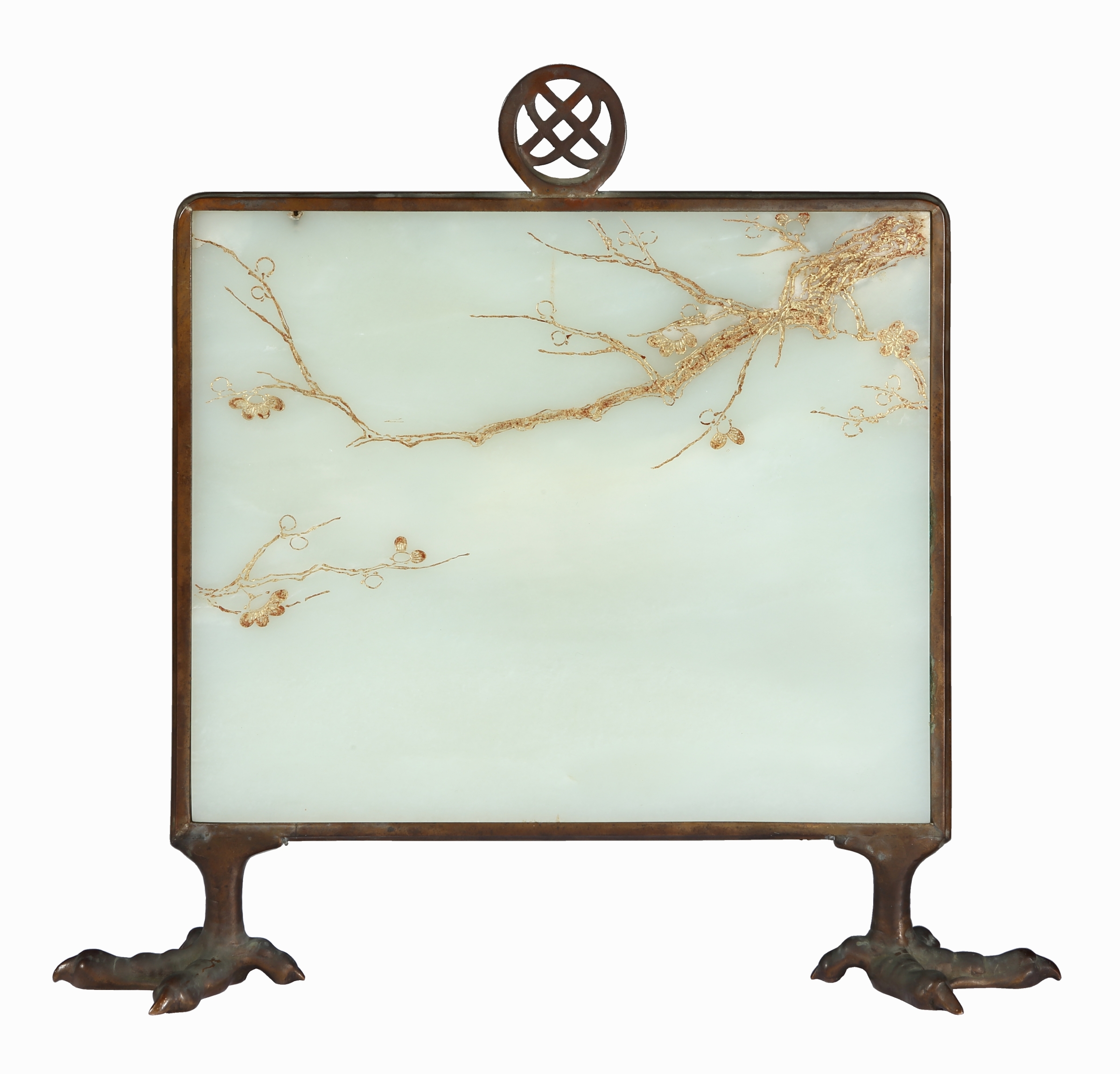 An Important and Rare Chinese White Jade Imperial Procession Table Screen
