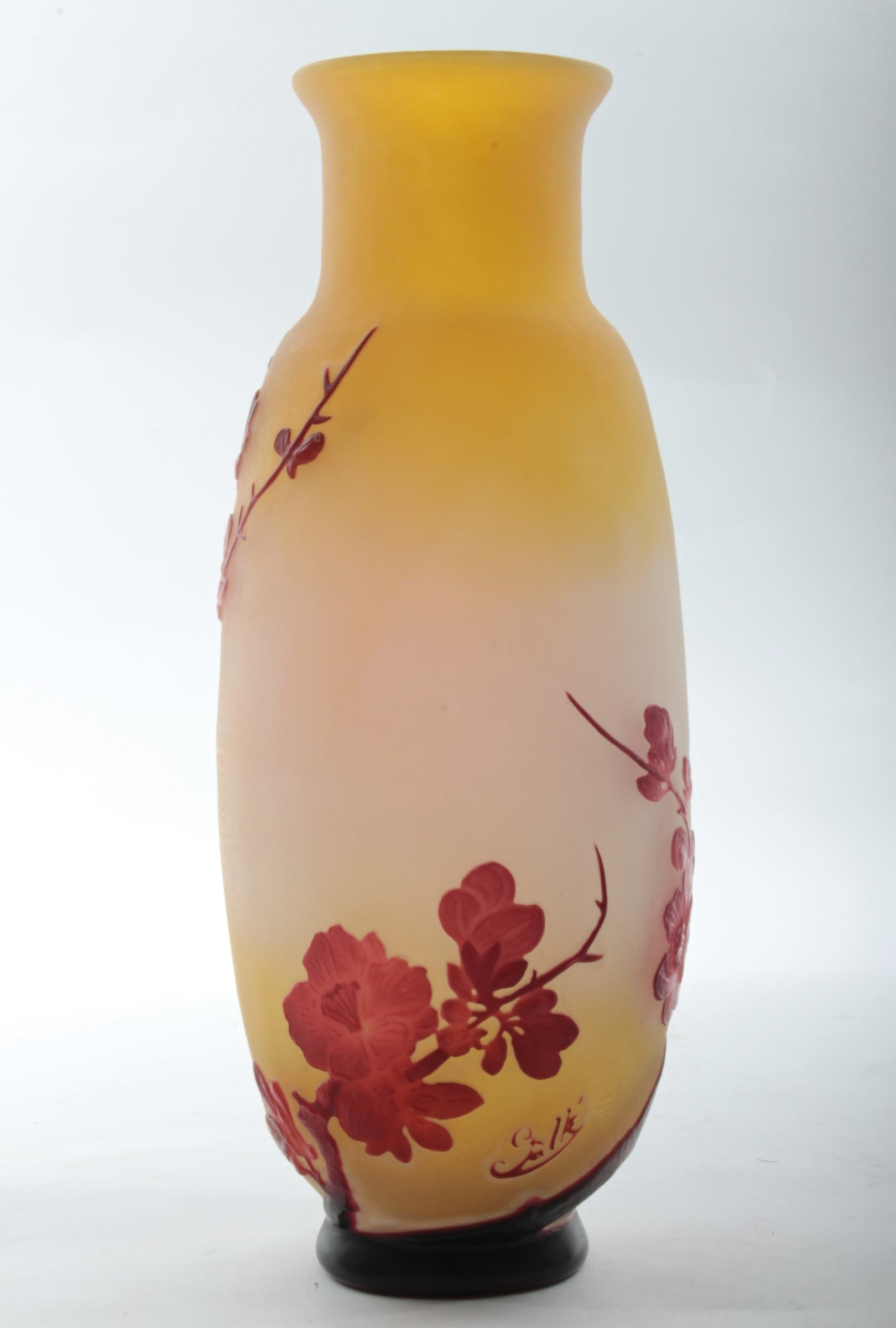 French Art Nouveau Fleurs de Pommier Cameo Glass Vase by Émile Gallé