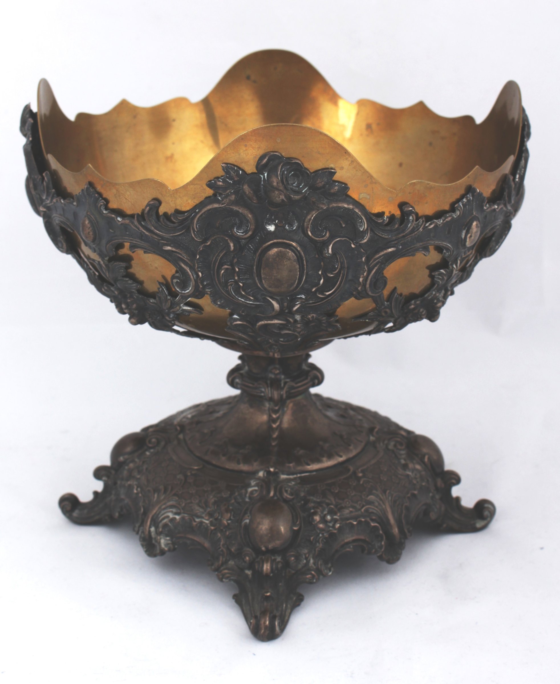 Silver Bowl with brass insert