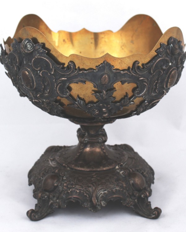 Silver Bowl with brass insert