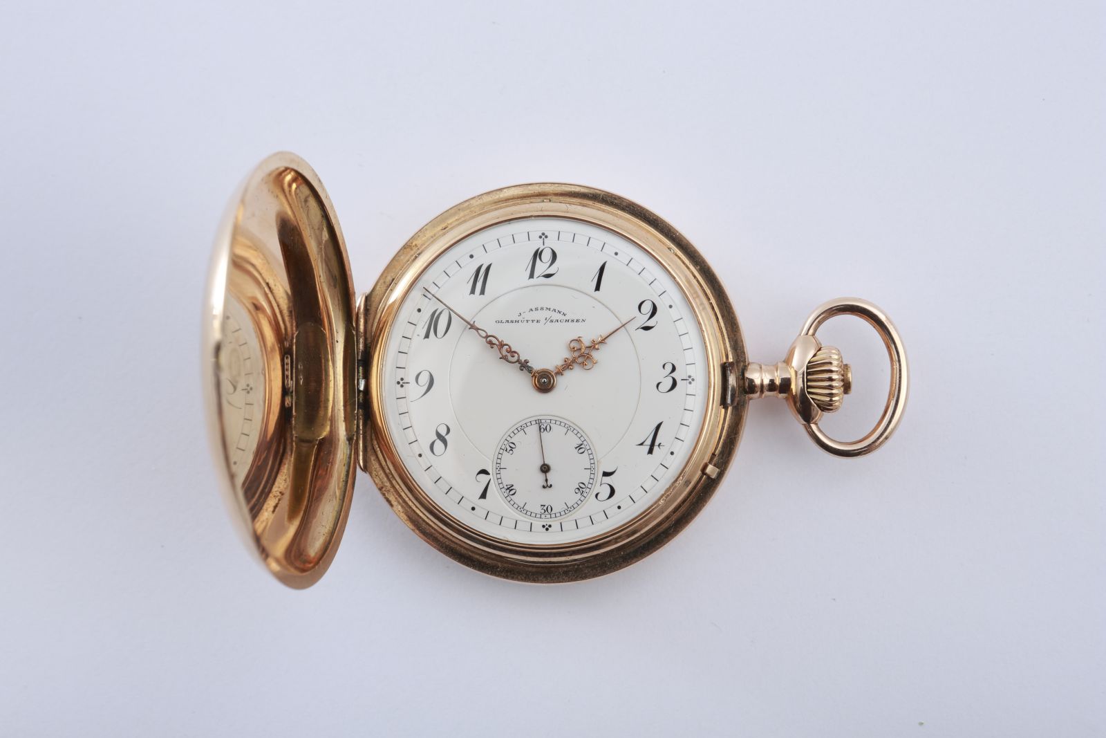 Julius Assmann Glasshütte - zlaté kapesní hodinky