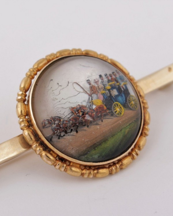 Gold Tiffany brooch miniature decorated